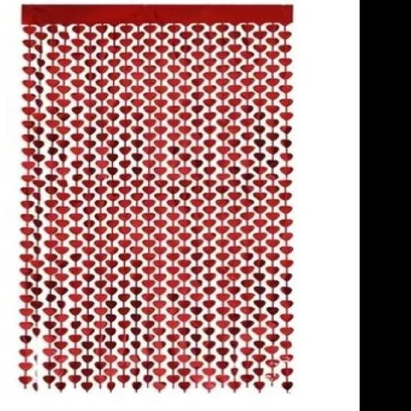 CORTINA METALICA PANEL ROJO CORAZONES FIESTA 91X240 E.10